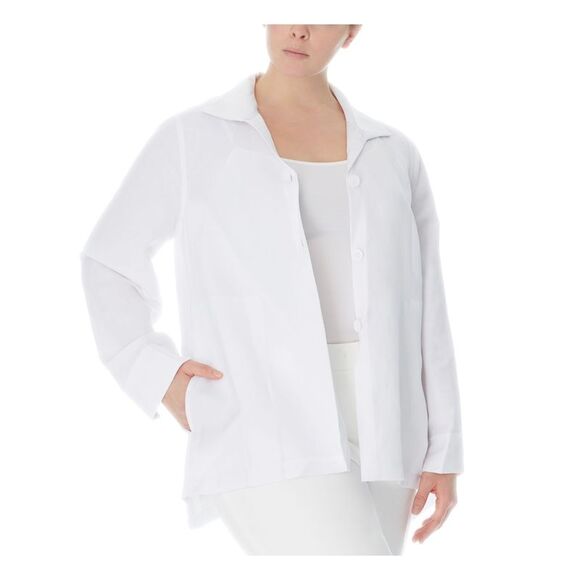 ANNE KLEIN Jackets & Blazers - ANNE KLEIN Womens White Pocketed Wear To Work Button Down Jacket Plus 0X